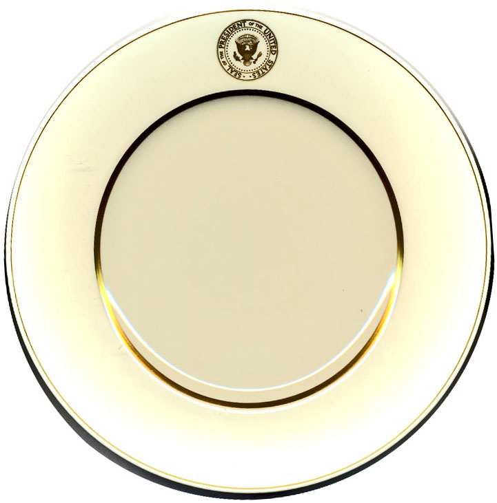 white house seal image. White House china plate.